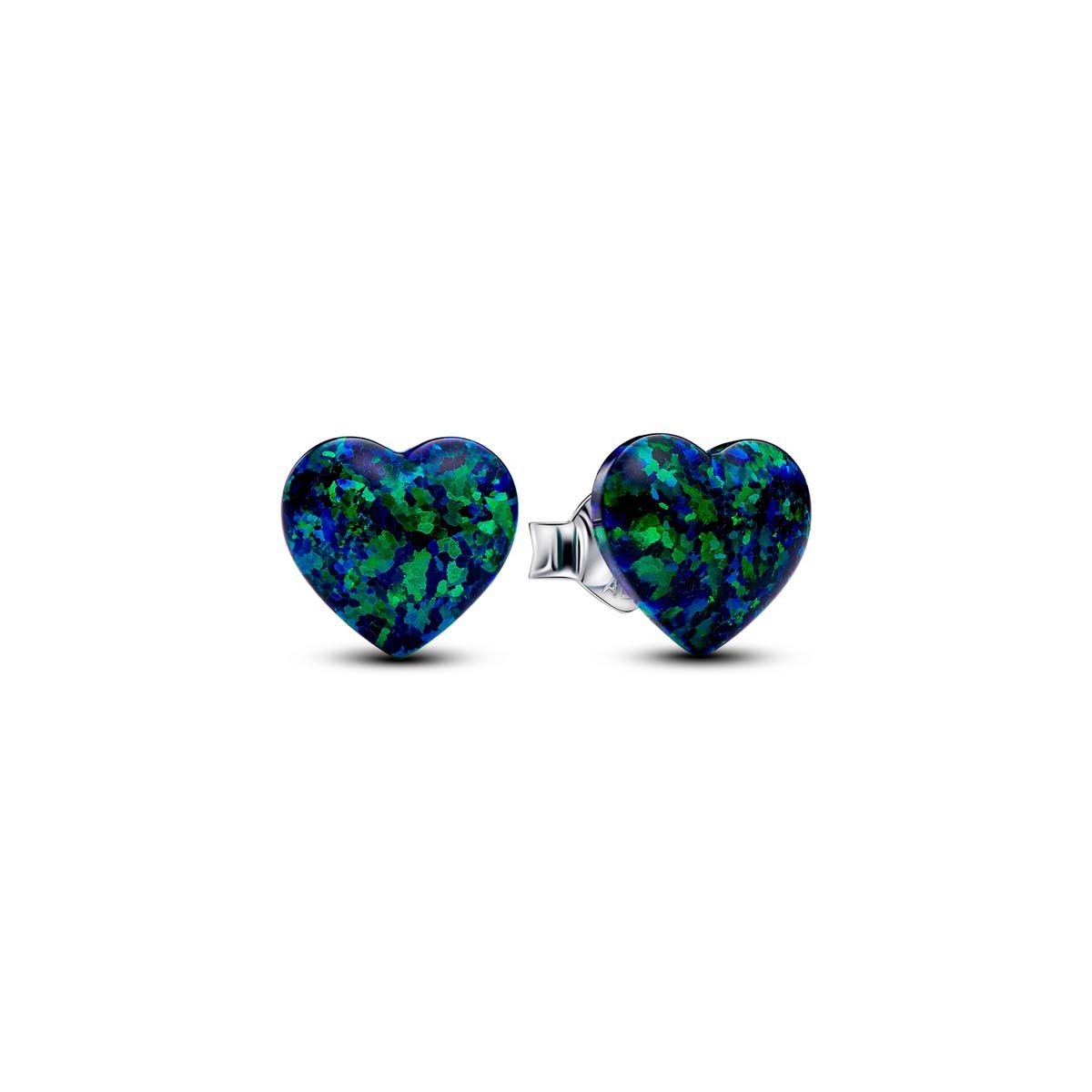 Pandora Opalescent Green Heart Stud Earrings One Size