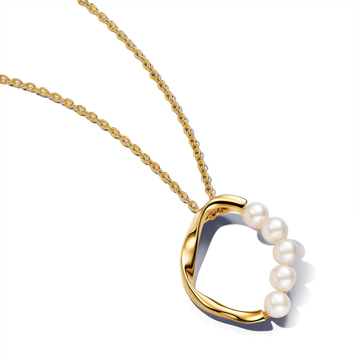 Pandora Gold Pendant Necklace with Cultured Pearls - Size 60US