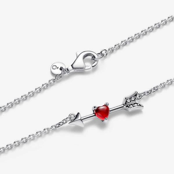 Pandora Murano Glass Heart Necklace, Sterling Silver, 50 cm