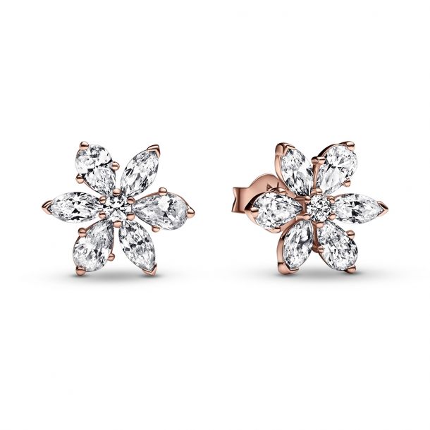 Pandora Sparkling Herbarium Cluster Stud Earrings, 14k Rose Gold Plated