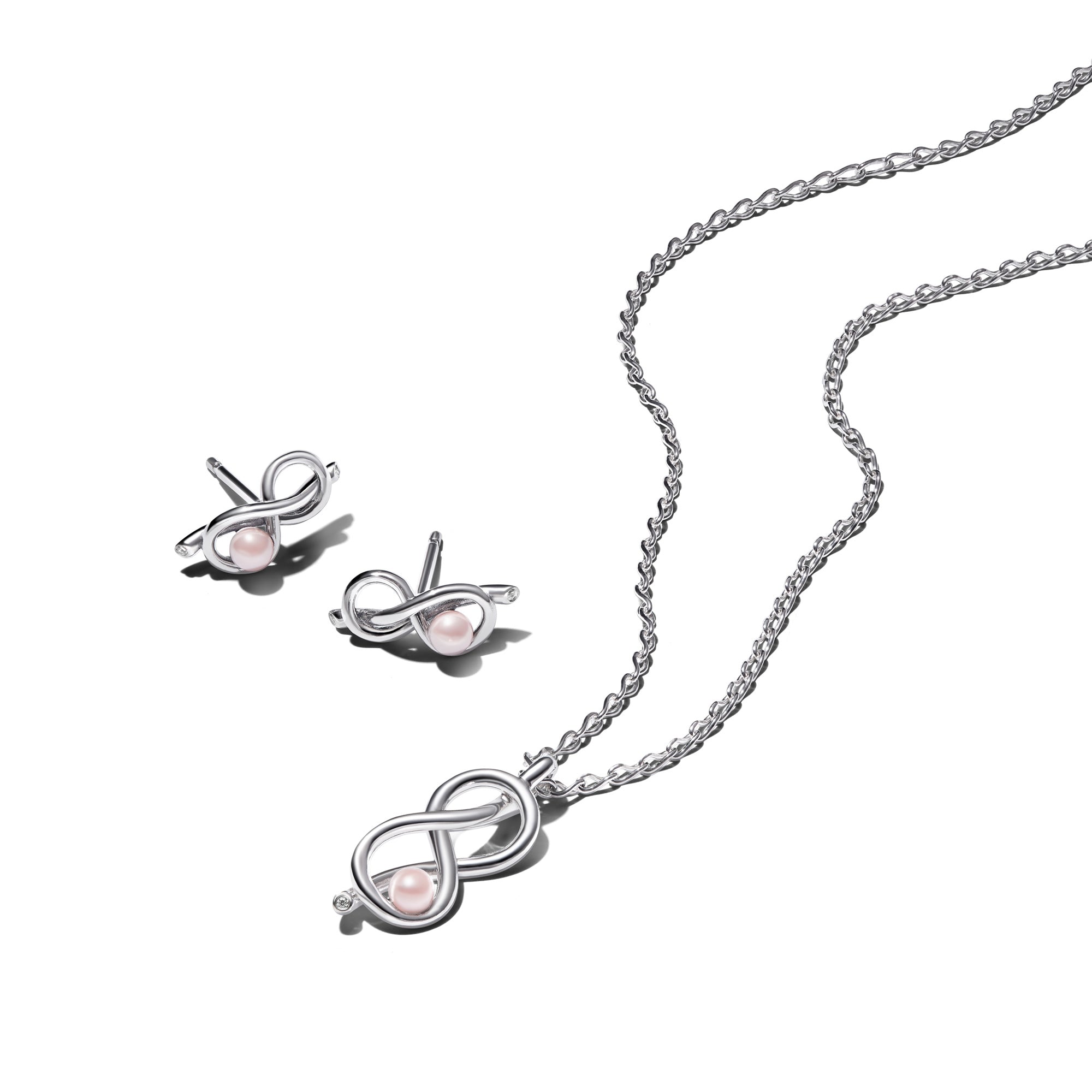 Pandora Infinity Knot Jewelry Set, Earrings and Necklace Giftset