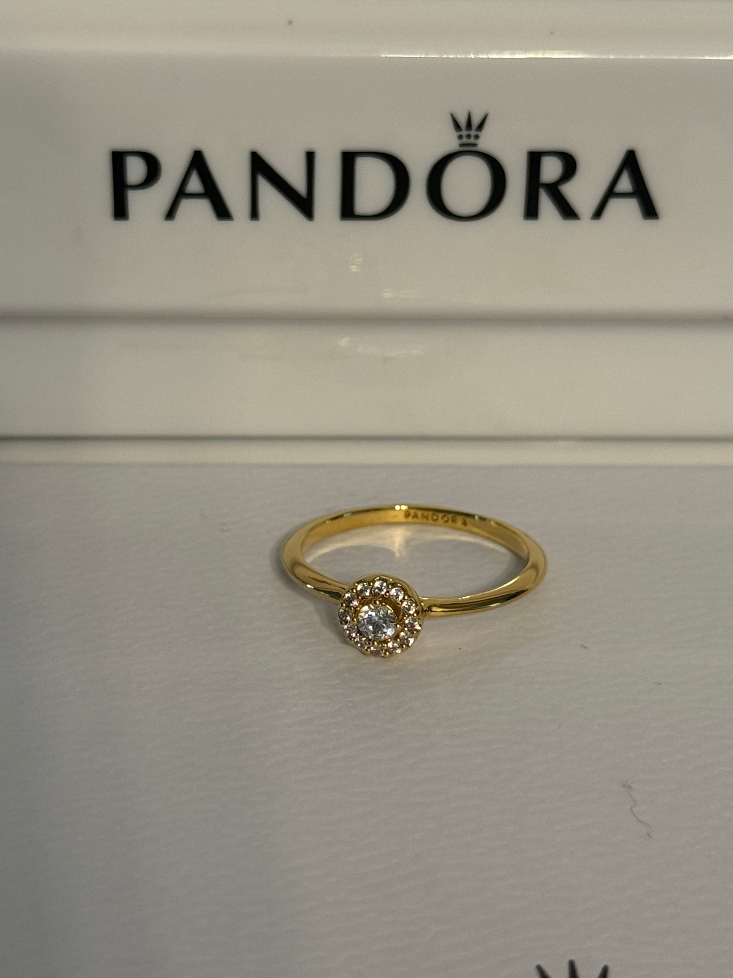 Pandora 14k Gold Plated Mini Round Halo Ring