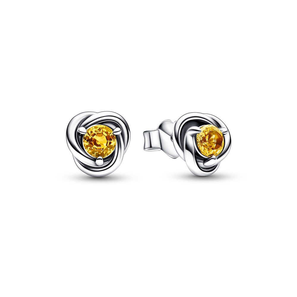 Pandora November Birthstone Eternity Circle Stud Earrings Orange