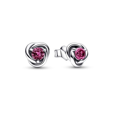 Pandora October Birthstone Circle Stud Earrings, Pink Crystal