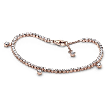 Pandora Rose Gold Tennis Bracelet Sparkling Drops 20cm