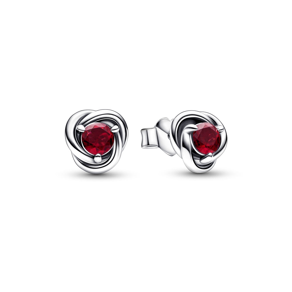 Pandora July Birthstone Eternity Circle Stud Earrings Light Red
