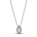 Pandora Sparkling Pear Halo Necklace Sterling Silver 45 cm
