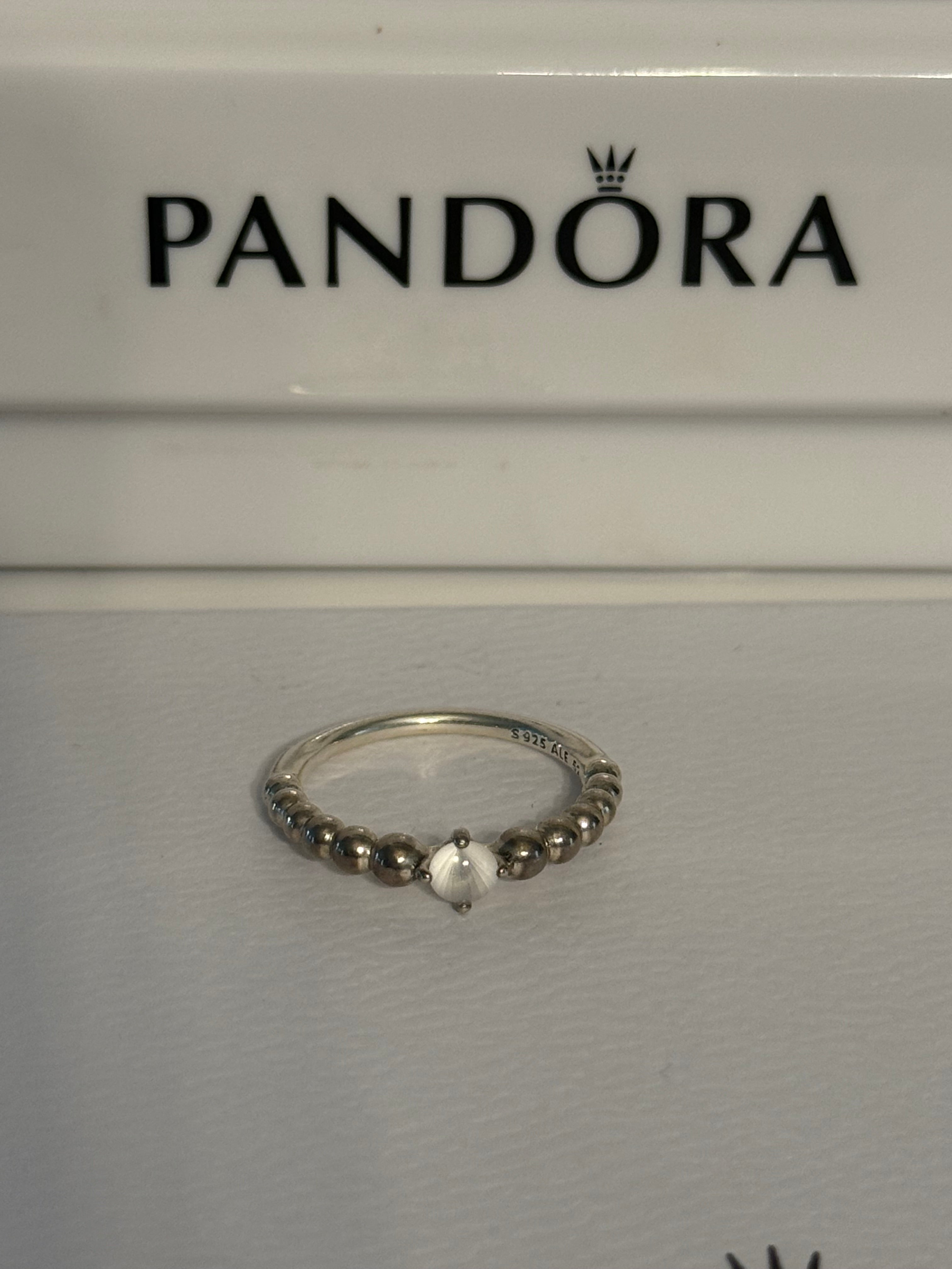 Pandora Milky White Beaded Ring