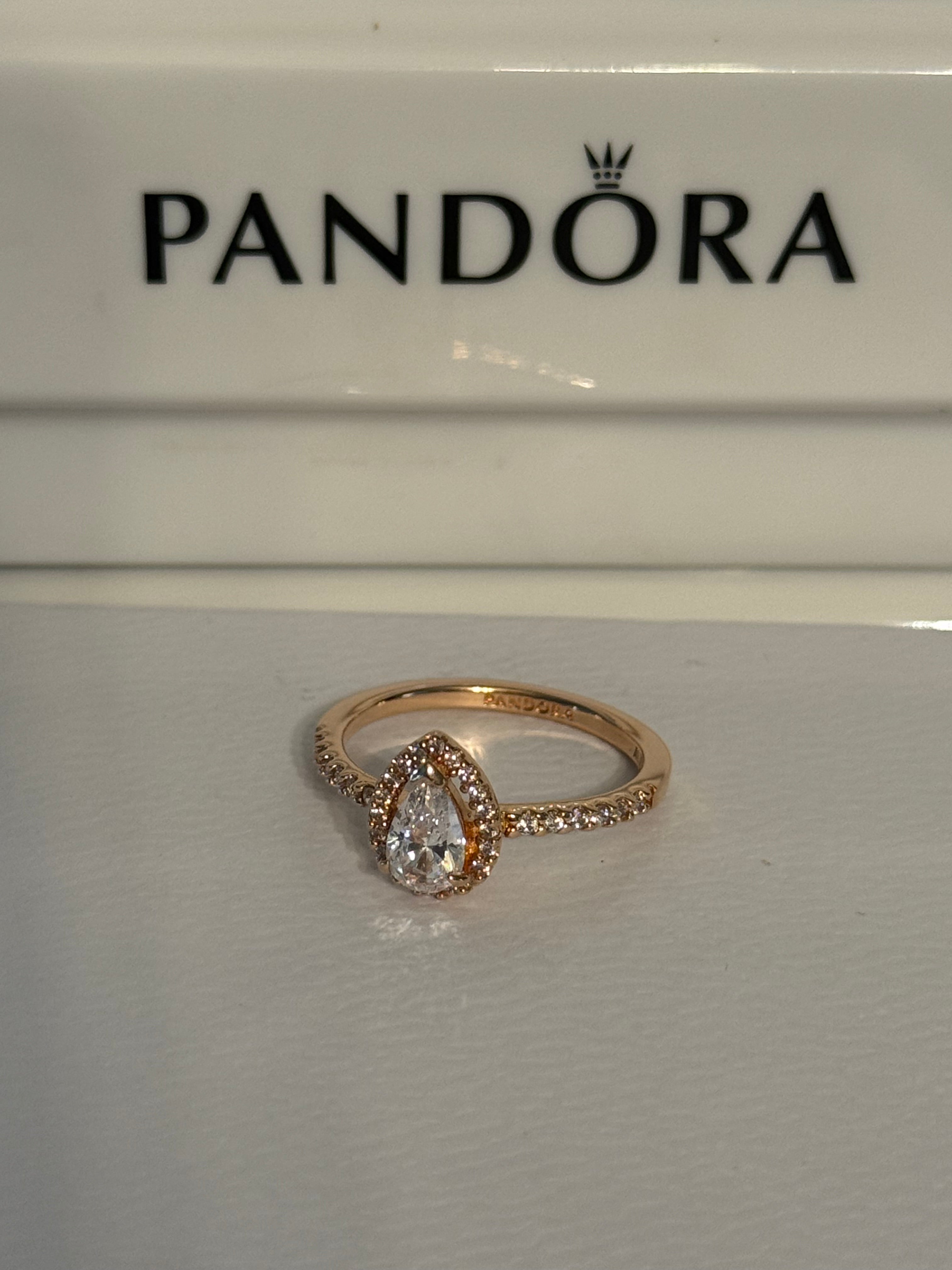 Pandora Small Rose Halo Teardrop Ring