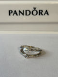 Pandora Treated Freshwater Cultured Pearl & Pave Double Band
