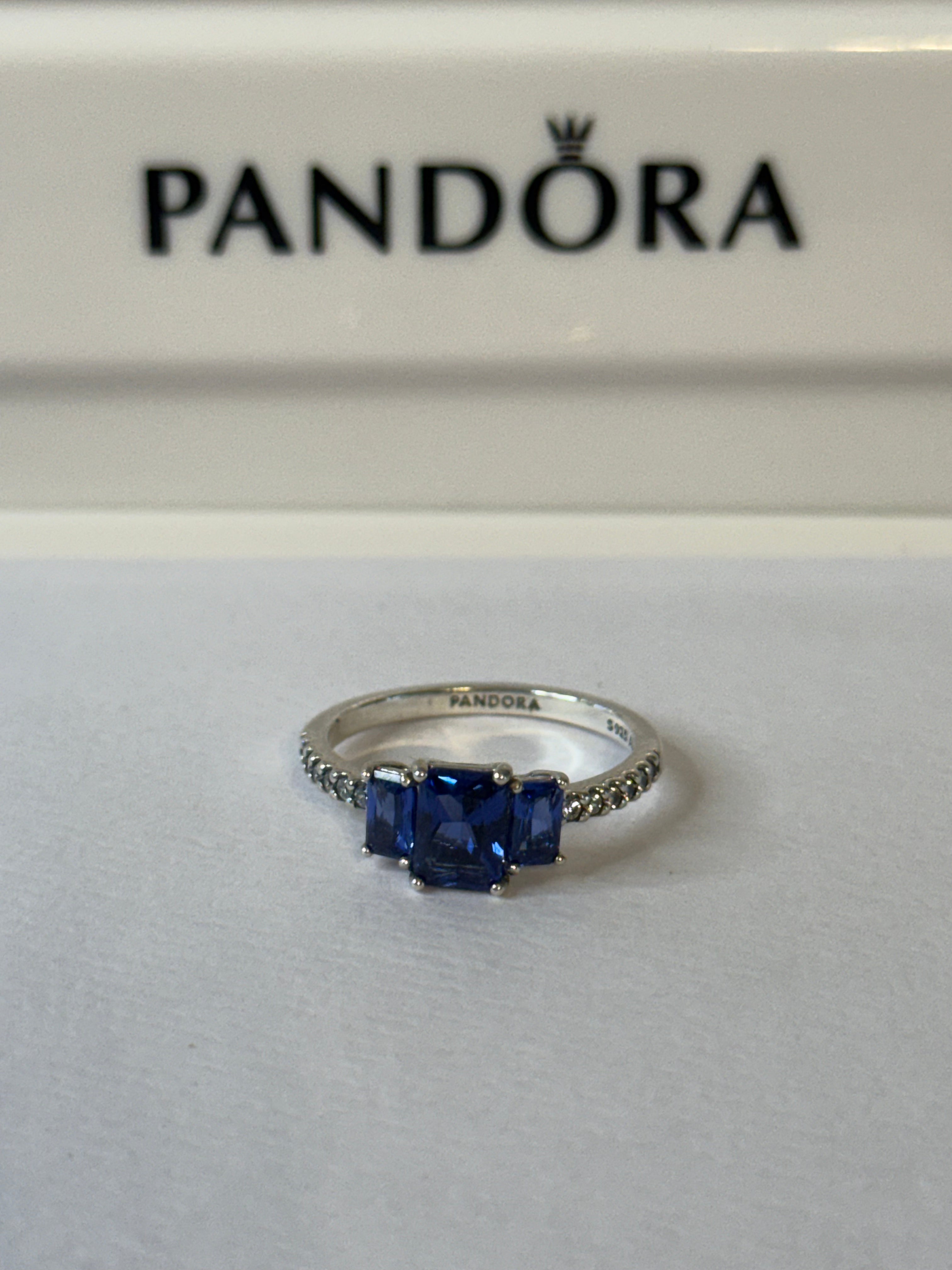 Pandora Rectangular Three Stone Sparkling Ring