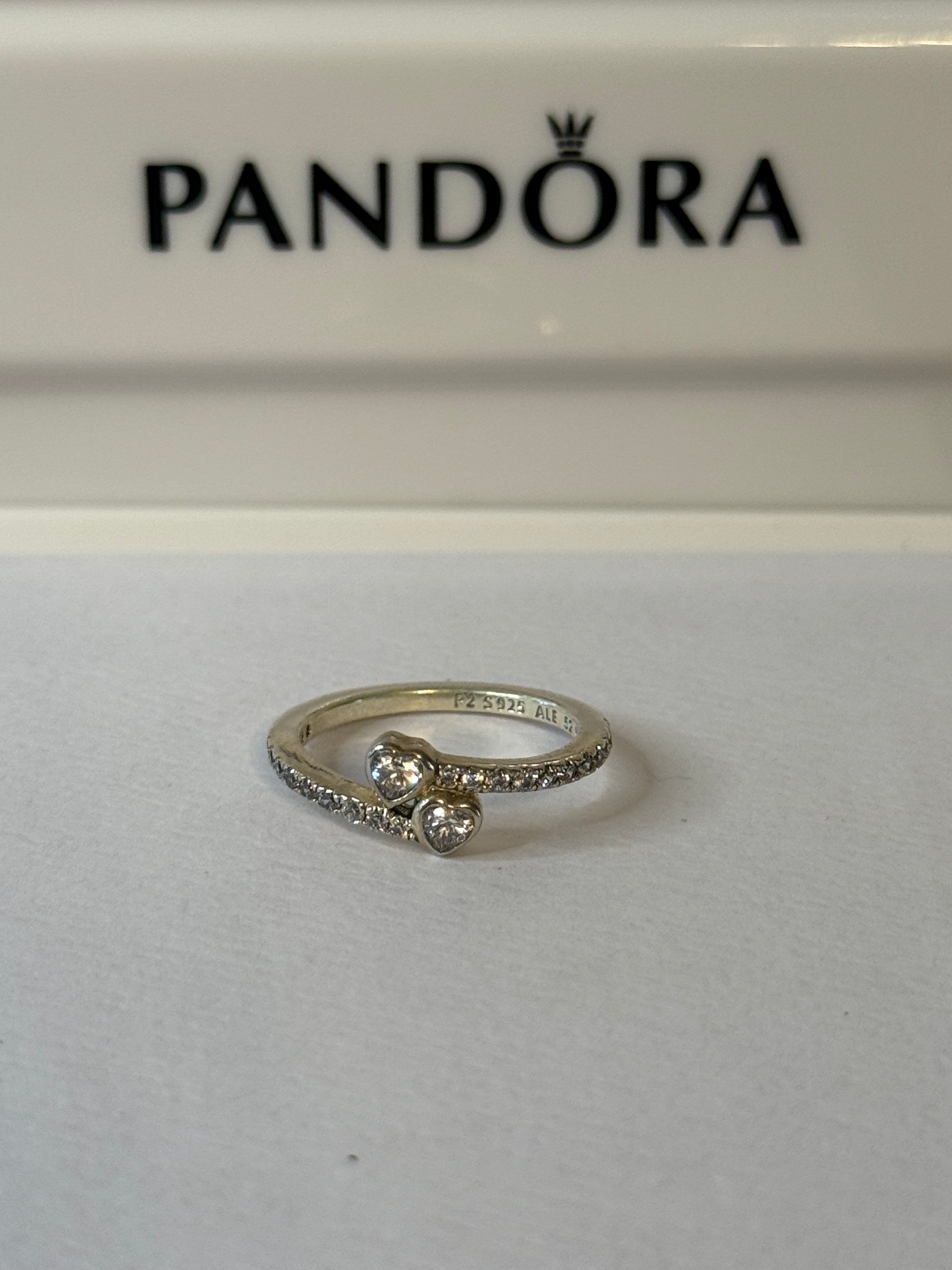 Pandora Two Sparkling Hearts Ring