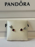 Pandora Arrow & Murano Glass Heart Studs