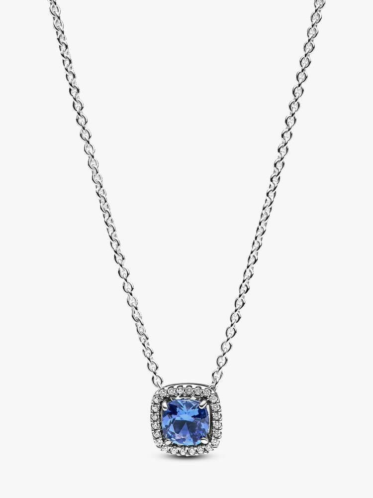 Pandora Sparkling Square Blue Halo Necklace