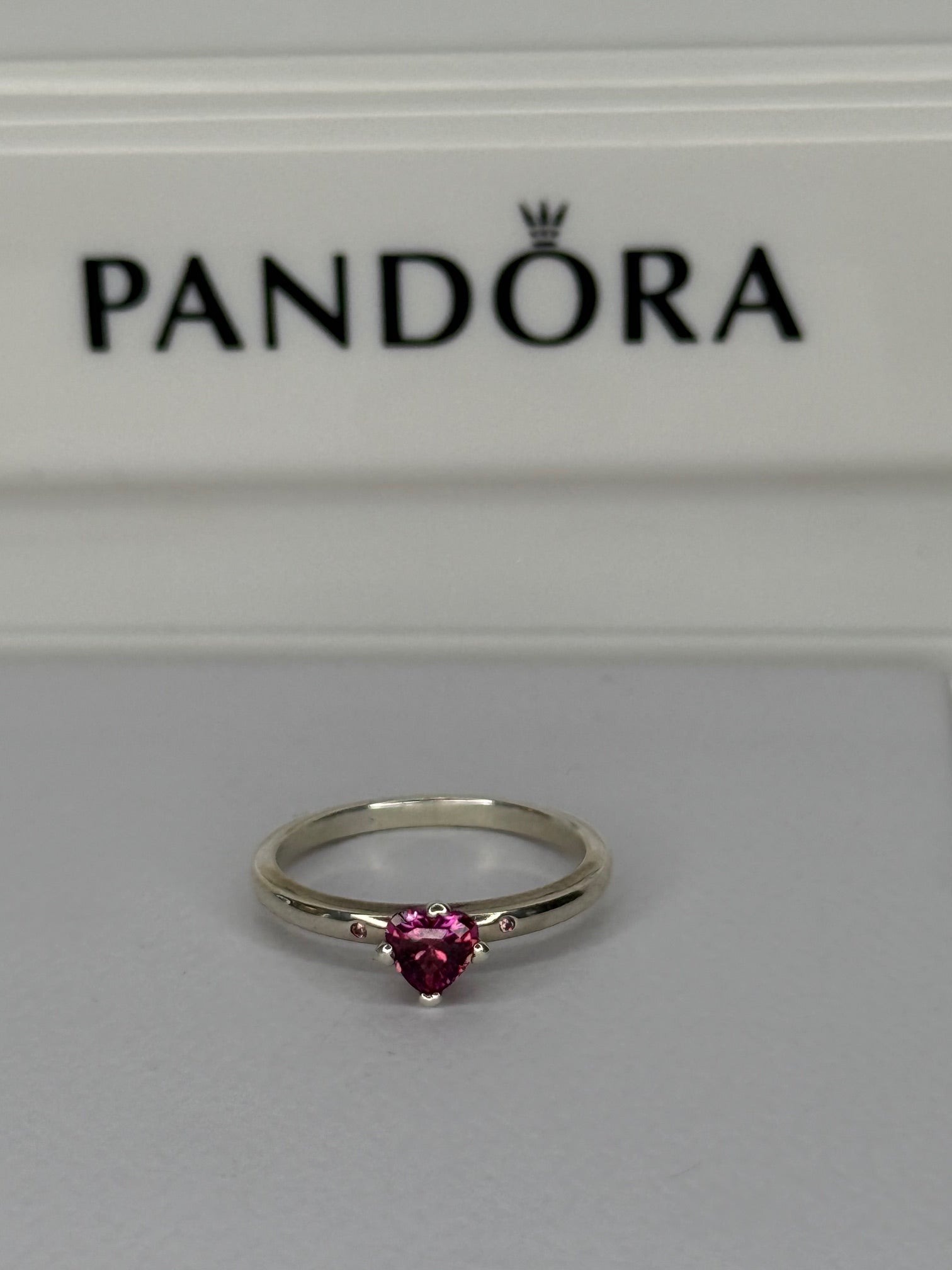 Pandora Red Heart Solitaire Ring - Sterling Silver