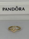 Sparkling Rose Heart Wishbone Ring