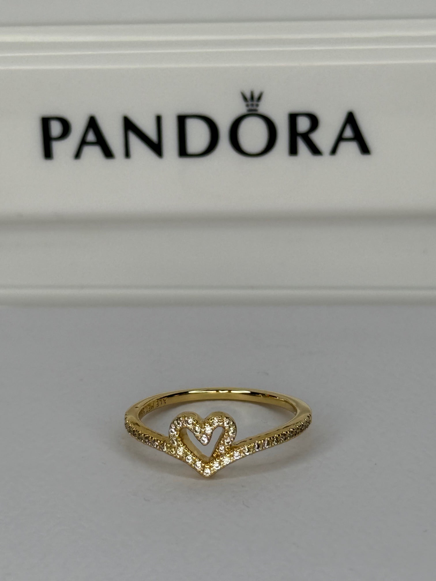 Sparkling Rose Heart Wishbone Ring