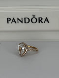 Pandora Sparkling Pear Halo Ring - Rose