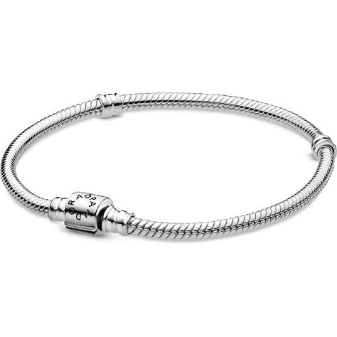 Pandora Sterling Silver Barrel Clap Snake Chain Bracelet, 7.5 inch